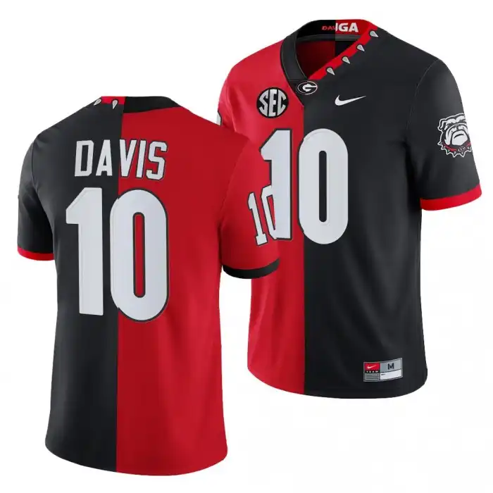 Fran Tarkenton Georgia Bulldogs Men's #10 Split Edition NFL Red College 100th Season Alumni Black Football Jersey 2413YCDB2