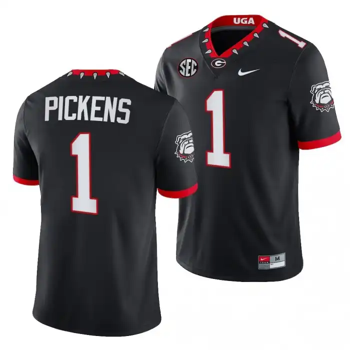 George Pickens Georgia Bulldogs Men's #1 Block Number Font 100th Anniversary College Black 1 Football Jersey 2413AKFU0