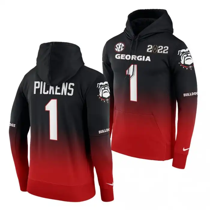 George Pickens Georgia Bulldogs Men's #1 Playoff Black College 2021 National Champions Red Football Hoodie 2413BFVL2