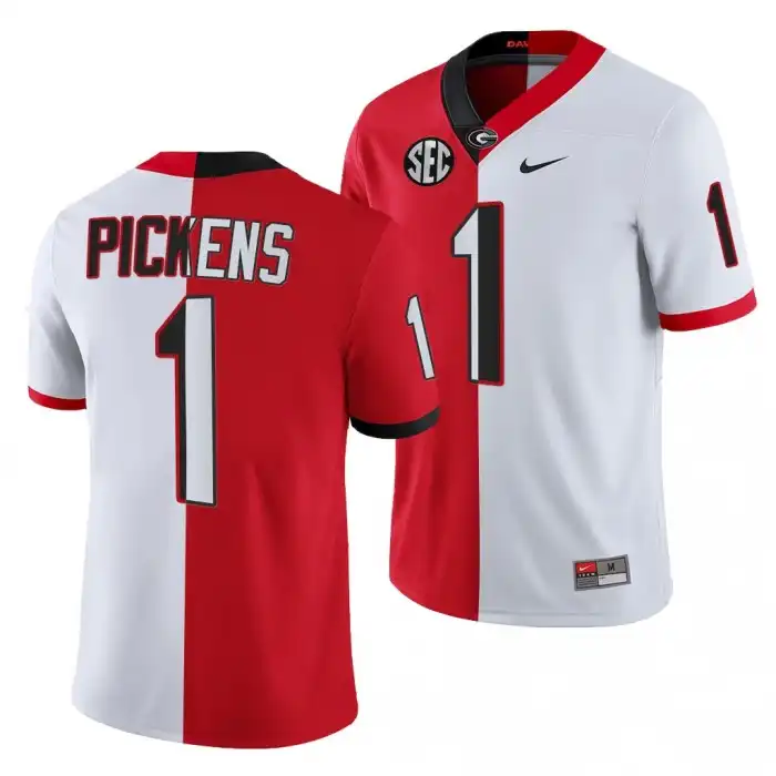 George Pickens Georgia Bulldogs Men's #1 Split Edition White College Red 1 Football Jersey 2413ZLMN4