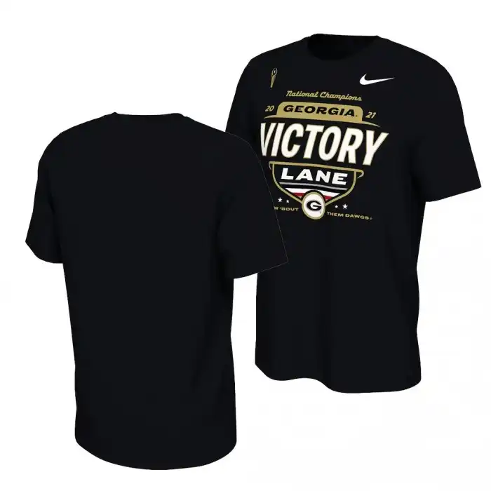 Georgia Bulldogs Men's 2021 National Champions Locker Room College CFP Black Football T-Shirt 2413WZUM0