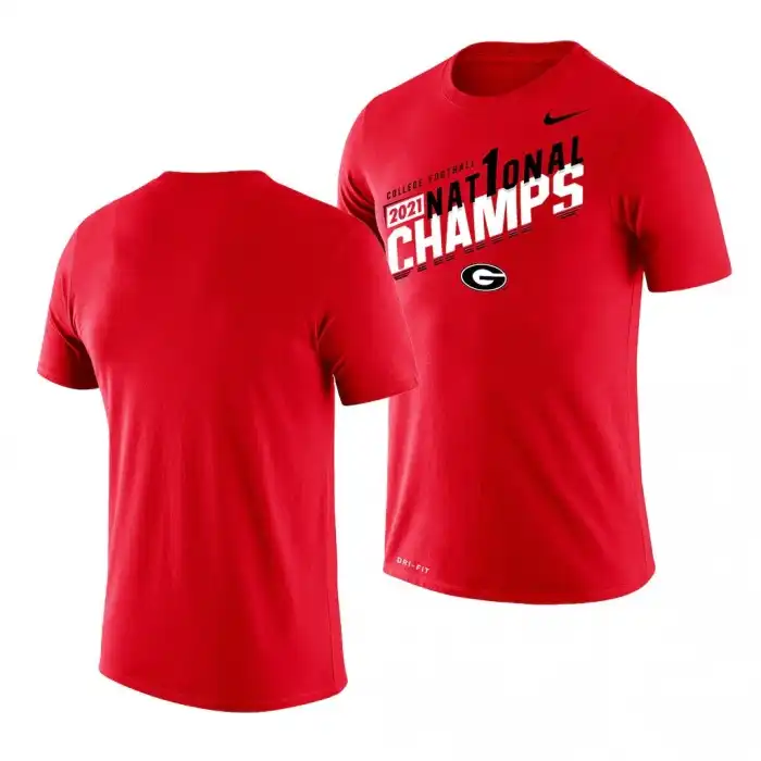 Georgia Bulldogs Men's 2021 National Champions Sla College CFP Red Football T-Shirt 2413QSHW8