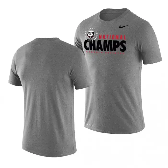 Georgia Bulldogs Men's 2021 National Champions Stack College CFP Gray Football T-Shirt 2413PSLR3