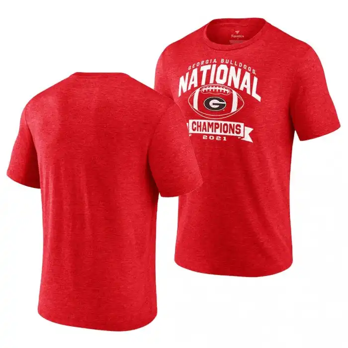 Georgia Bulldogs Men's 2021 National Champions Vintage College CFP Red Football T-Shirt 2413VVOS0