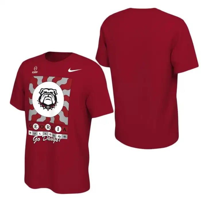 Georgia Bulldogs Men's 2022 Red College Playoff Bound Media Night Football T-Shirt 2413ZTNK5