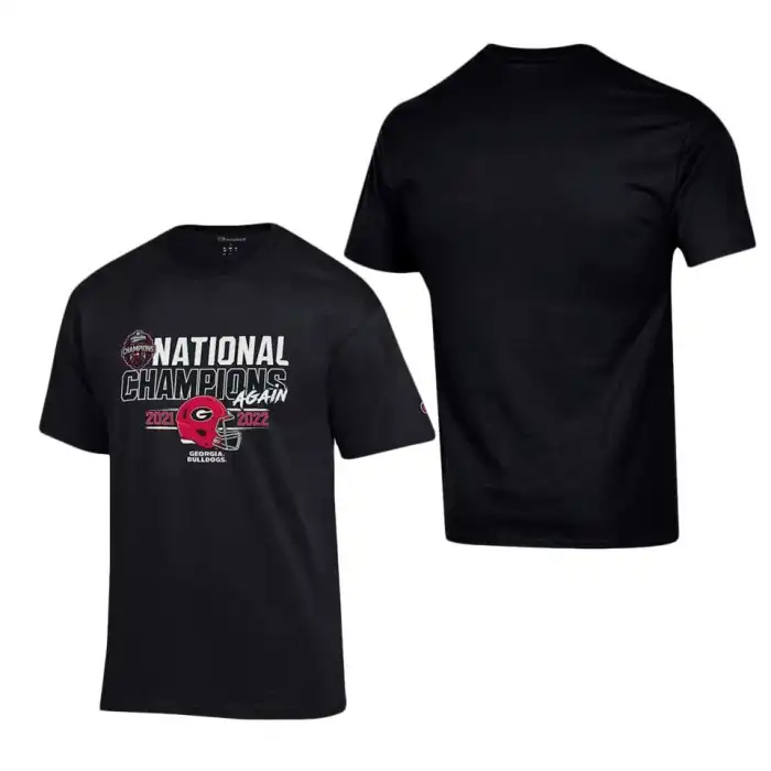 Georgia Bulldogs Men's Champion Playoff National Champions College Back-To-Back Black Football T-Shirt 2413XXXR3