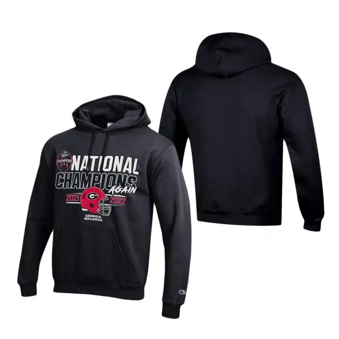 Georgia Bulldogs Men's Champion Playoff National Champions Pullover College Back-To-Back Black Football Hoodie 2413ASGM1