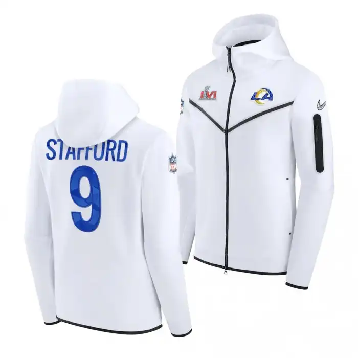 Georgia Bulldogs Men's Draft White College Matthew Stafford Los Angeles Rams Super Bowl LVI Football Hoodie 2413UEBX3