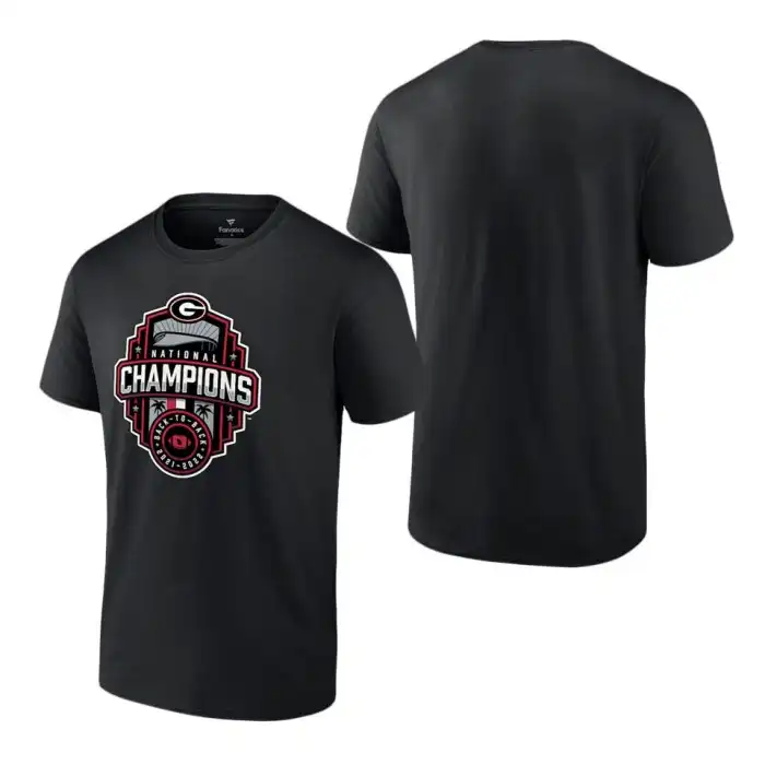 Georgia Bulldogs Men's Fanatics Branded 2022 National Champions Black College Playoff Official Logo Football T-Shirt 2413IOPD5