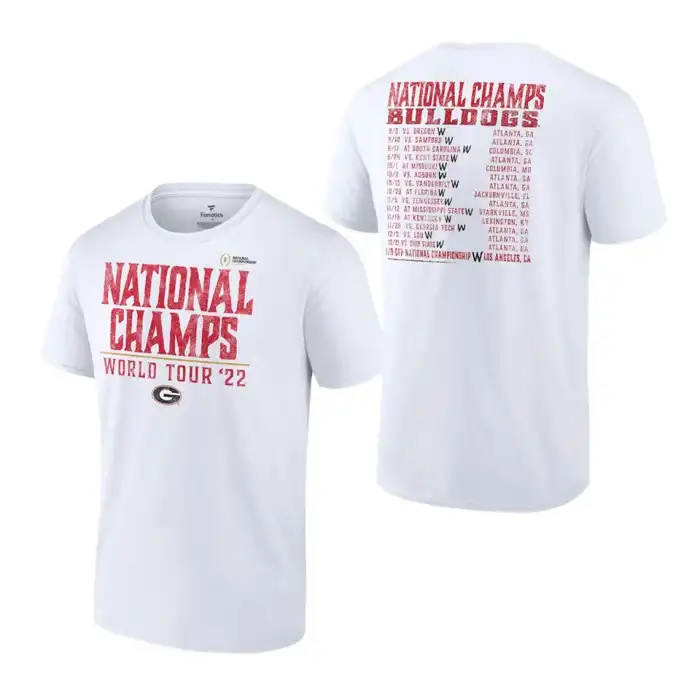 Georgia Bulldogs Men's Fanatics Branded 2022 National Champions White College Playoff Band Football T-Shirt 2413HMCP8