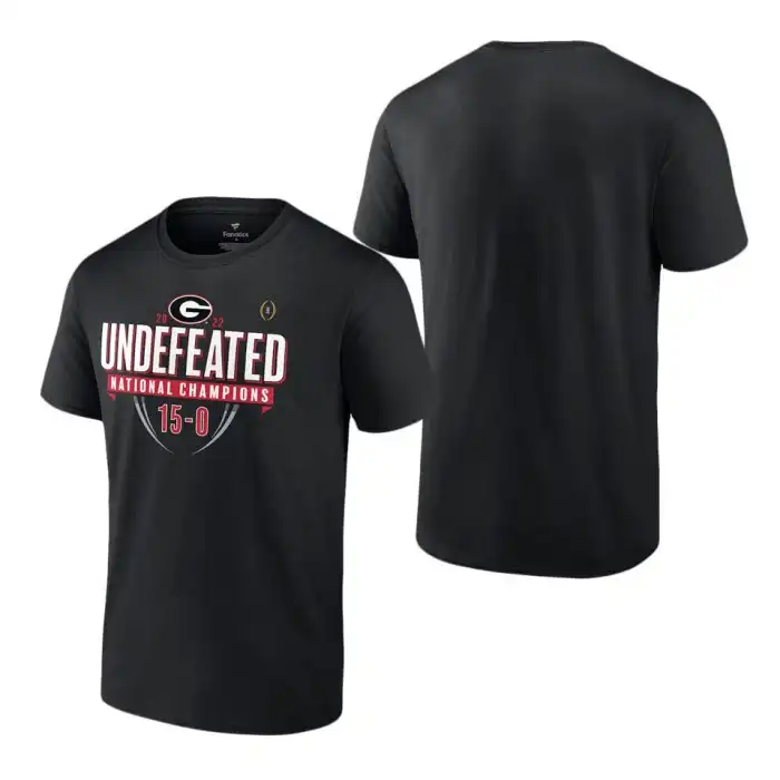 Georgia Bulldogs Men's Fanatics Branded 2022 National Champions town Undefeated College Playoff Home Black Football T-Shirt 2413DIJJ2