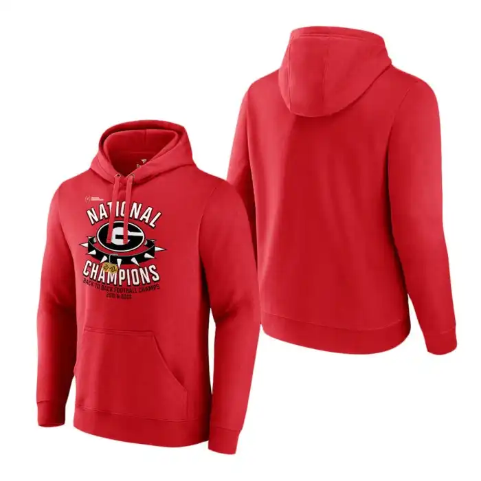 Georgia Bulldogs Men's Fanatics Branded Playoff National Champions town Pullover College Back-To-Back Home Red Football Hoodie 2413XTUC7