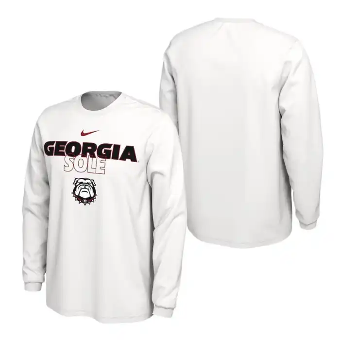 Georgia Bulldogs Men's On Court White College Long Sleeve Football T-Shirt 2413PKID1