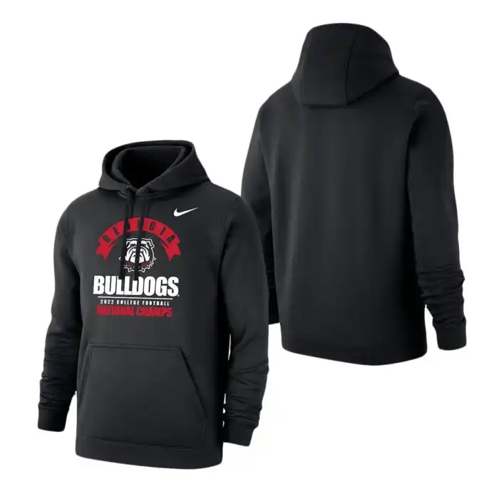 Georgia Bulldogs Men's Playoff Banner Club Pullover College 2022 National Champions Black Football Hoodie 2413PDQX7