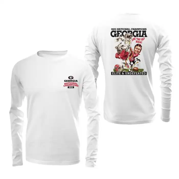 Georgia Bulldogs Men's Playoff Illustration White College 2022 National Champions Long Sleeve Football T-Shirt 2413VUOL3