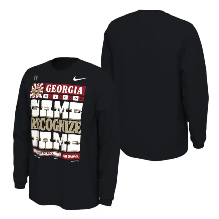 Georgia Bulldogs Men's Playoff Locker Room Black College 2022 National Champions Long Sleeve Football T-Shirt 2413AHVK8