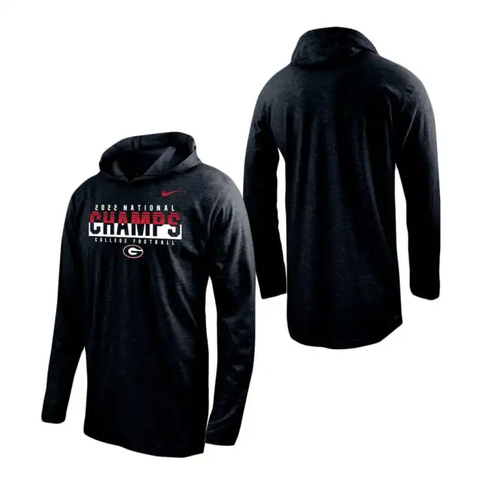 Georgia Bulldogs Men's Playoff Long Sleeve College 2022 National Champions Black Football Hoodie 2413FRET3