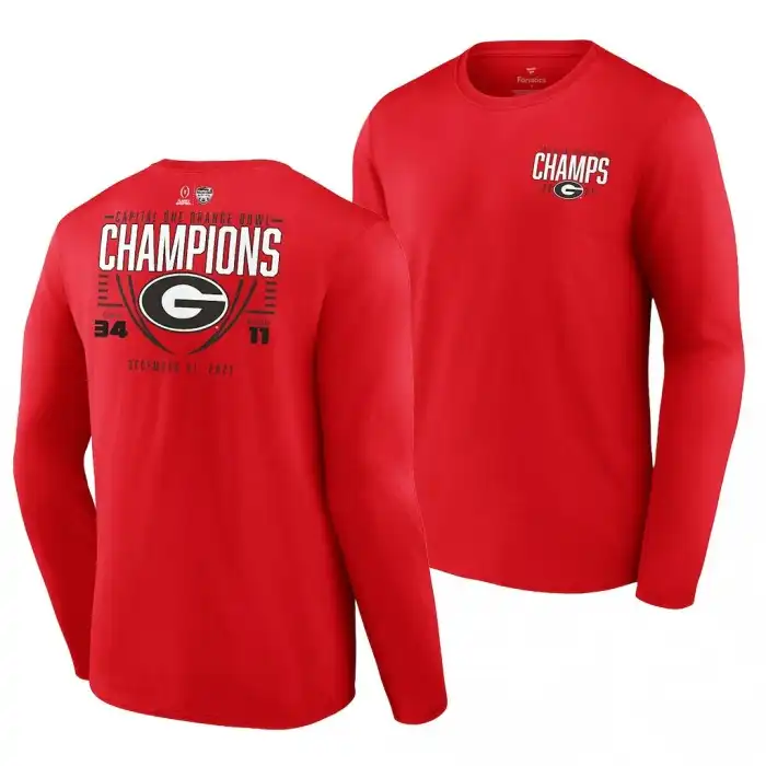 Georgia Bulldogs Men's Red Champions College 2021 Orange Bowl Long Sleeve Football T-Shirt 2413YREH7