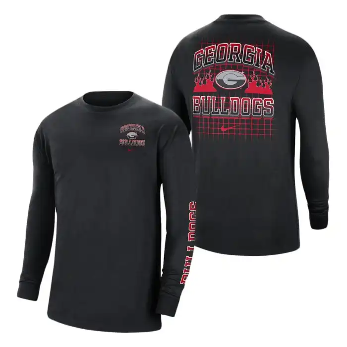 Georgia Bulldogs Men's Tour Max 90 Black College Long Sleeve Football T-Shirt 2413KPLX8