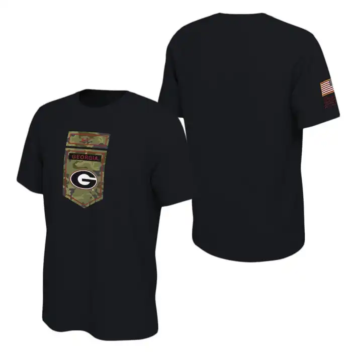 Georgia Bulldogs Men's Veterans Camo College Black Football T-Shirt 2413DFLI1