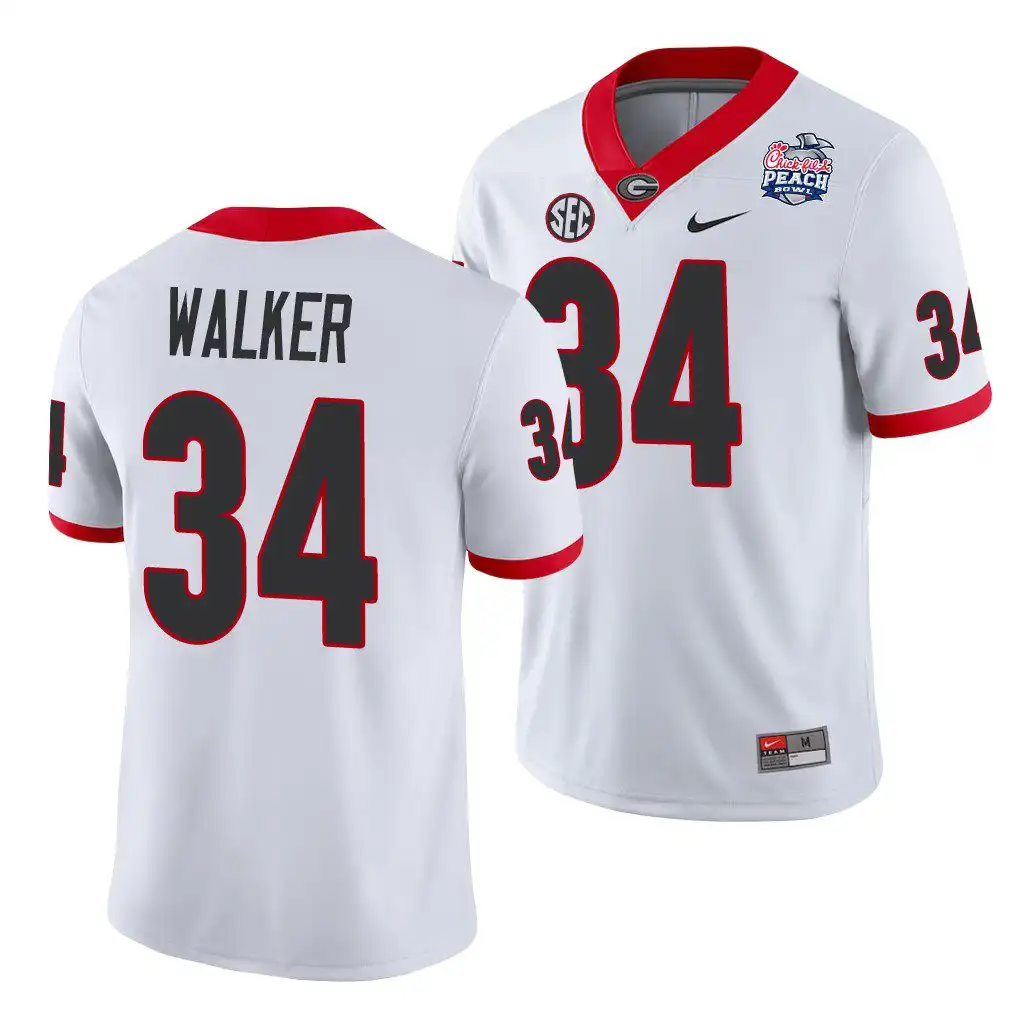 Herchel Walker Georgia Bulldogs Men's #34 2021 Peach Bowl College White Football Jersey 2413JLRJ1