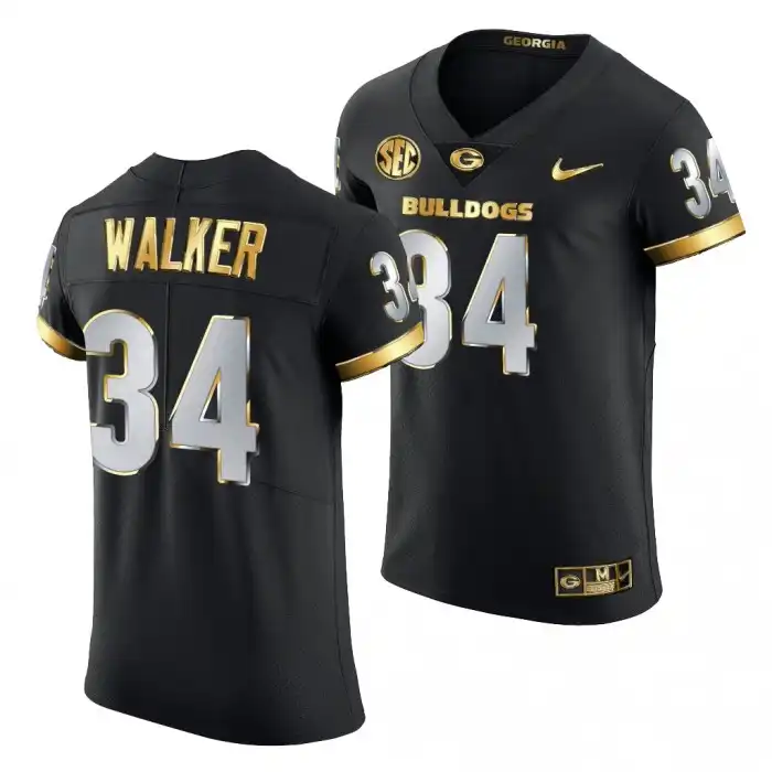 Herchel Walker Georgia Bulldogs Men's #34 Black Golden Edition 2020-21 College Authentic Football Jersey 2413PWSU7