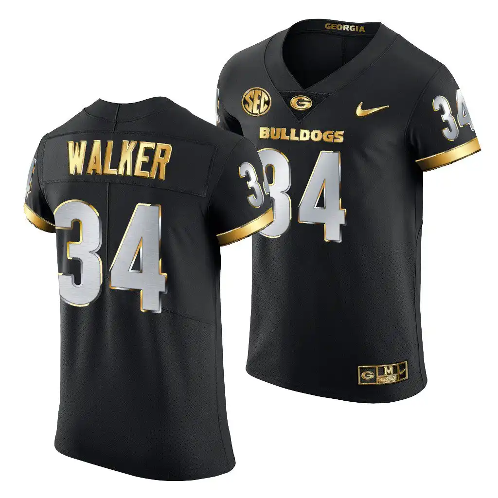 Herchel Walker Georgia Bulldogs Men's #34 Black Golden Edition 2020-21 College Authentic Football Jersey 2413RDAH5