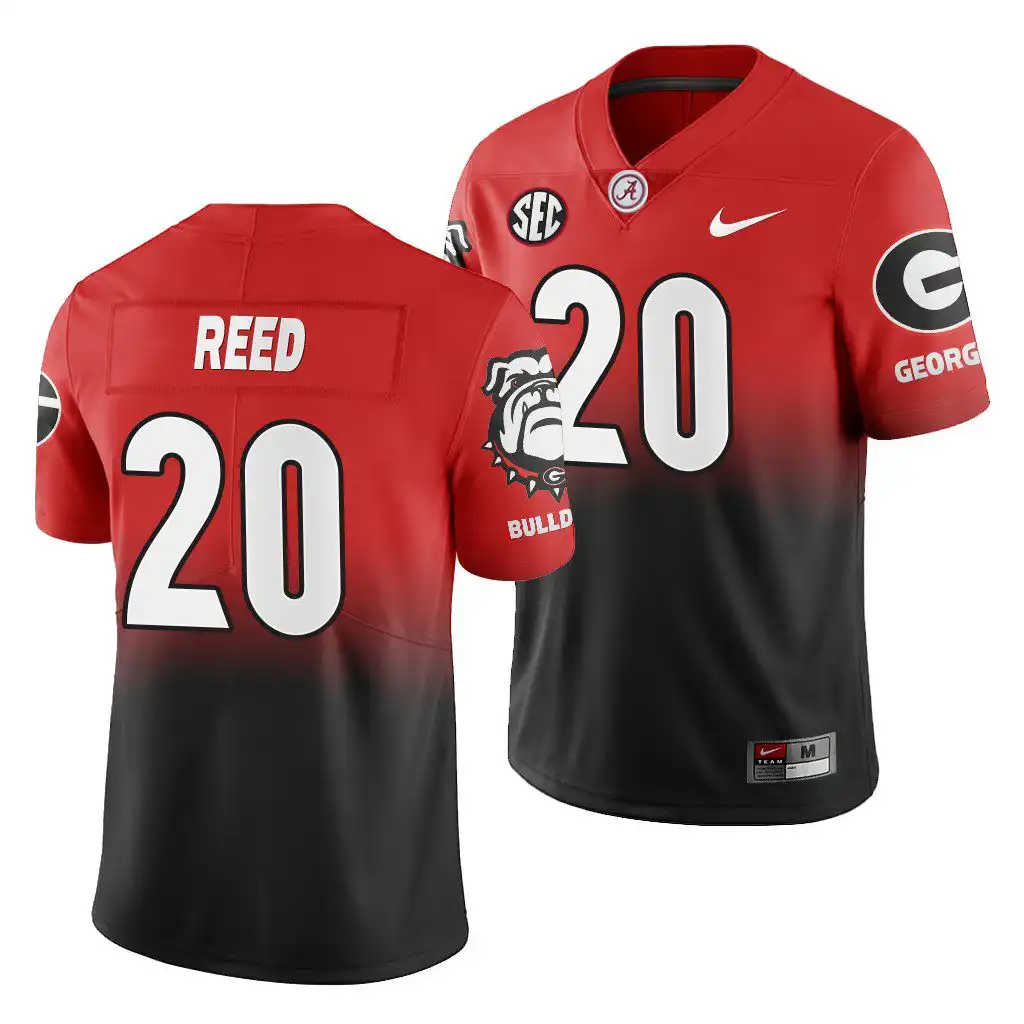 J.R. Reed Georgia Bulldogs Men's #20 Gradient Red College 2019 Color Crash Black Football Jersey 2413TYQH7