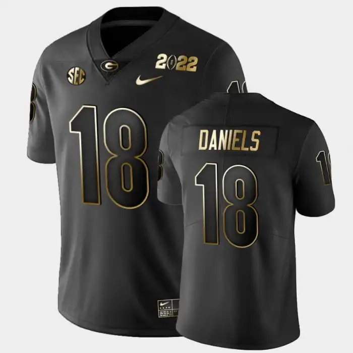 JT Daniels Georgia Bulldogs Men's #18 2021 National Champions College Golden Black Football Jersey 2413BBOC6