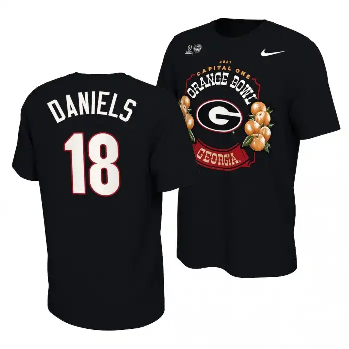 JT Daniels Georgia Bulldogs Men's #18 2021 Orange Bowl Black College Locker Room Football T-Shirt 2413IFUU0