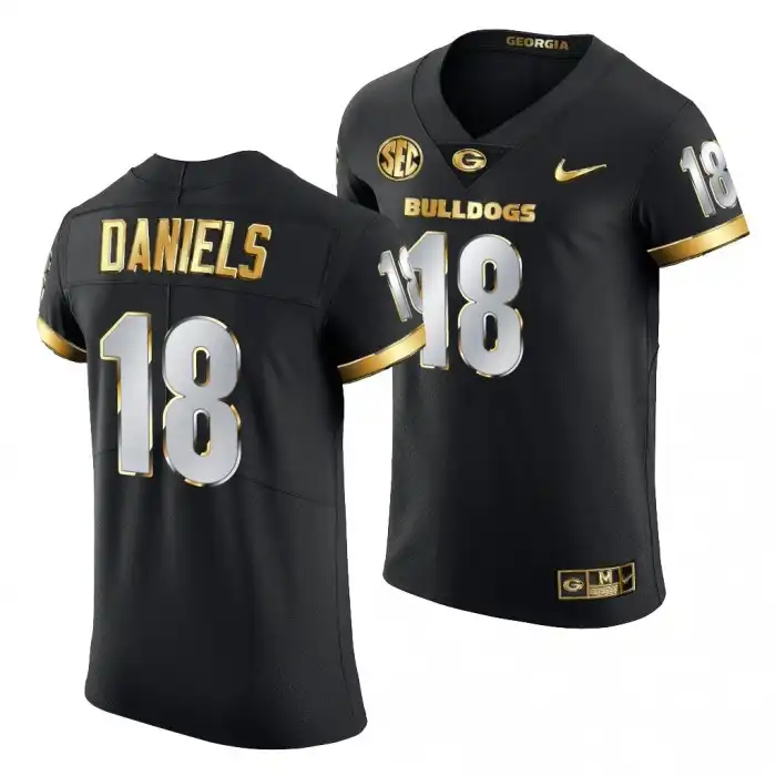 JT Daniels Georgia Bulldogs Men's #18 Black Golden Edition 2020-21 College Authentic Football Jersey 2413BETR2