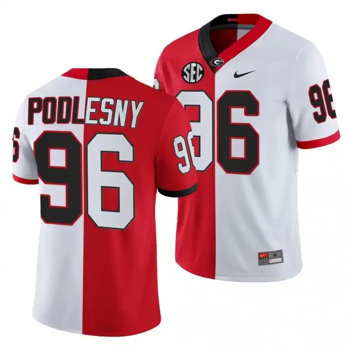 Jack Podlesny Georgia Bulldogs Men's #96 2021-22 Red College Split Edition White Football Jersey 2413NPTN0