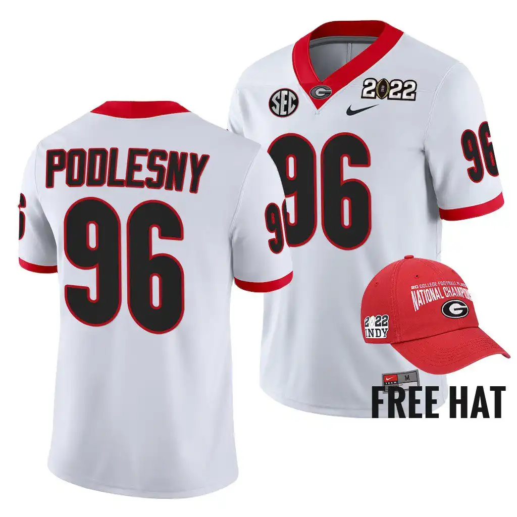 Jack Podlesny Georgia Bulldogs Men's #96 2021 Orange Bowl White College Champions CFP Football Jersey 2413PKTO6