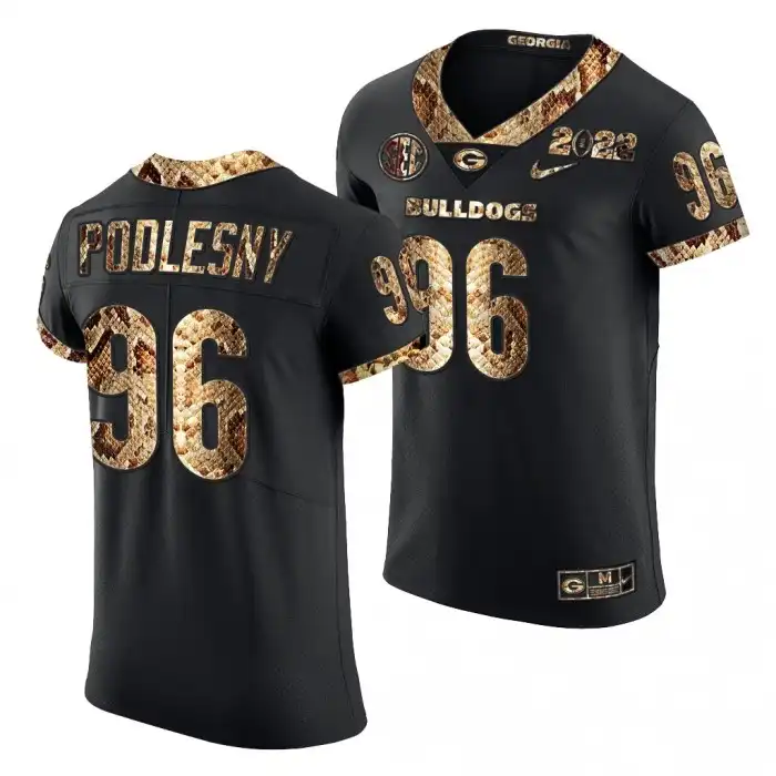 Jack Podlesny Georgia Bulldogs Men's #96 2022 Black Python Skin College Playoff Football Jersey 2413CUNT7