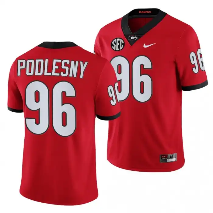 Jack Podlesny Georgia Bulldogs Men's #96 Red College Football Jersey 2413YQMD2