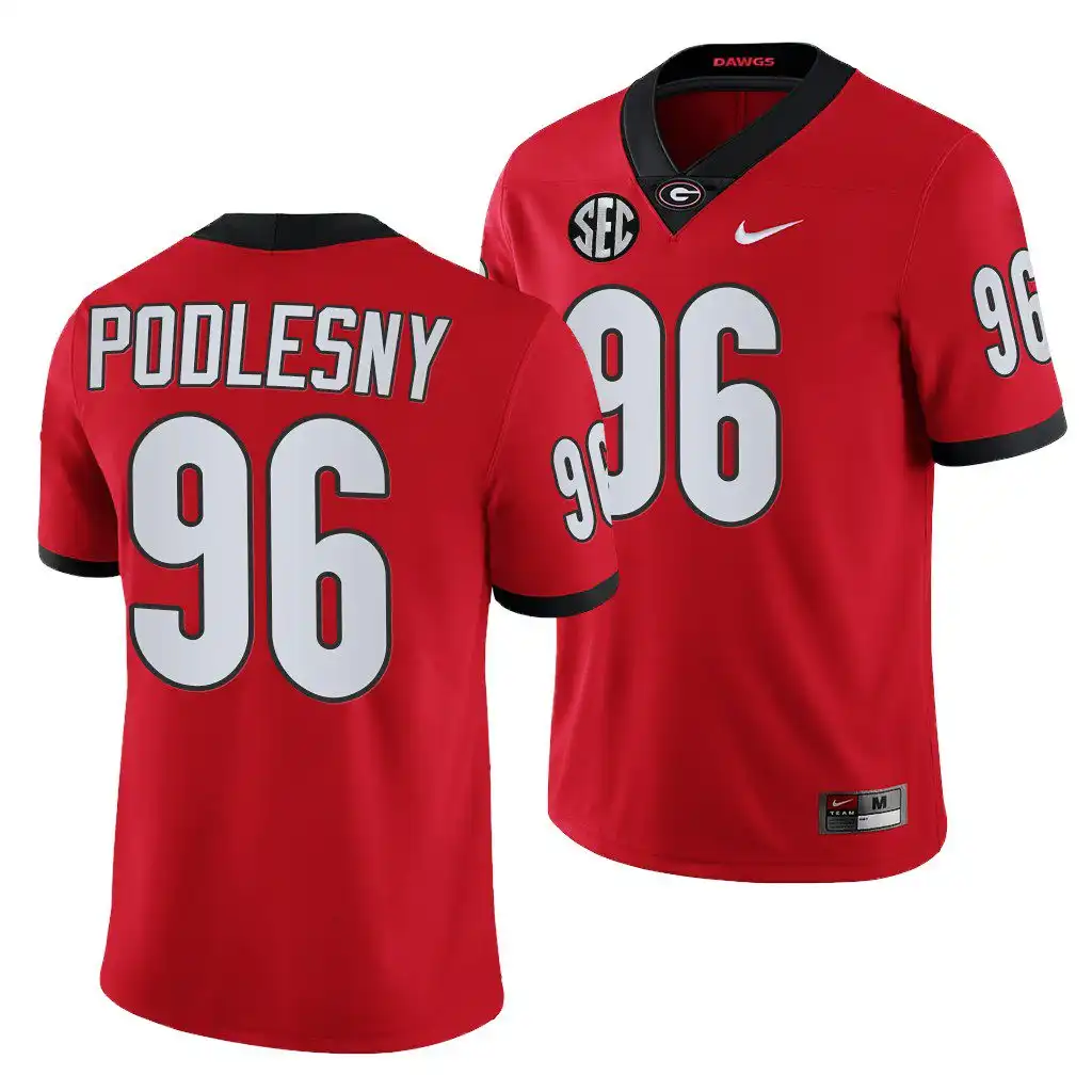 Jack Podlesny Georgia Bulldogs Men's #96 Red Game College 2021-22 Football Jersey 2413HGBC7