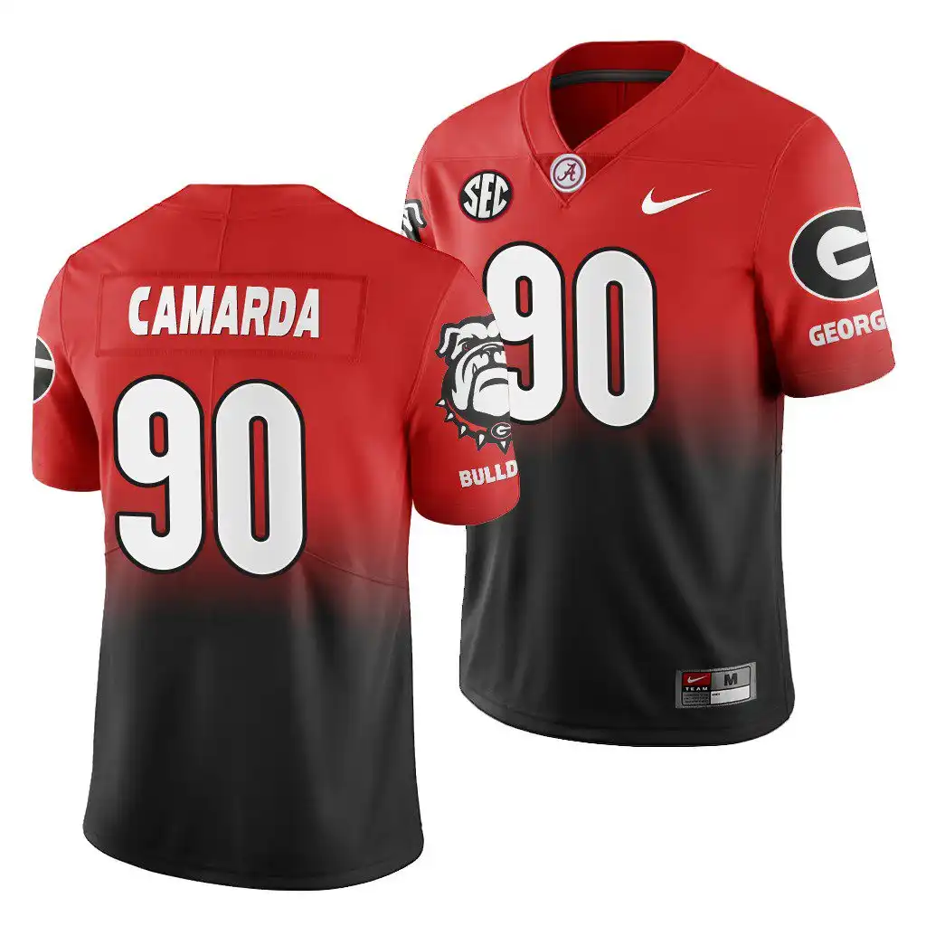 Jake Camarda Georgia Bulldogs Men's #90 Gradient Red College 2019 Color Crash Black Football Jersey 2413EEWB1