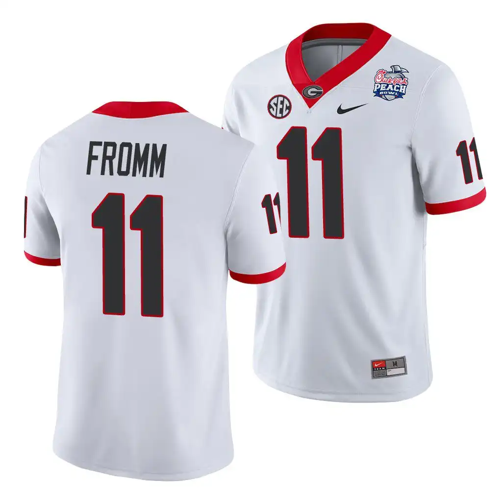 Jake Fromm Georgia Bulldogs Men's #11 2021 Peach Bowl College White Football Jersey 2413OCTS0