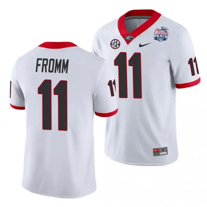 Jake Fromm Georgia Bulldogs Men's #11 2021 Peach Bowl College White Football Jersey 2413UQLA3