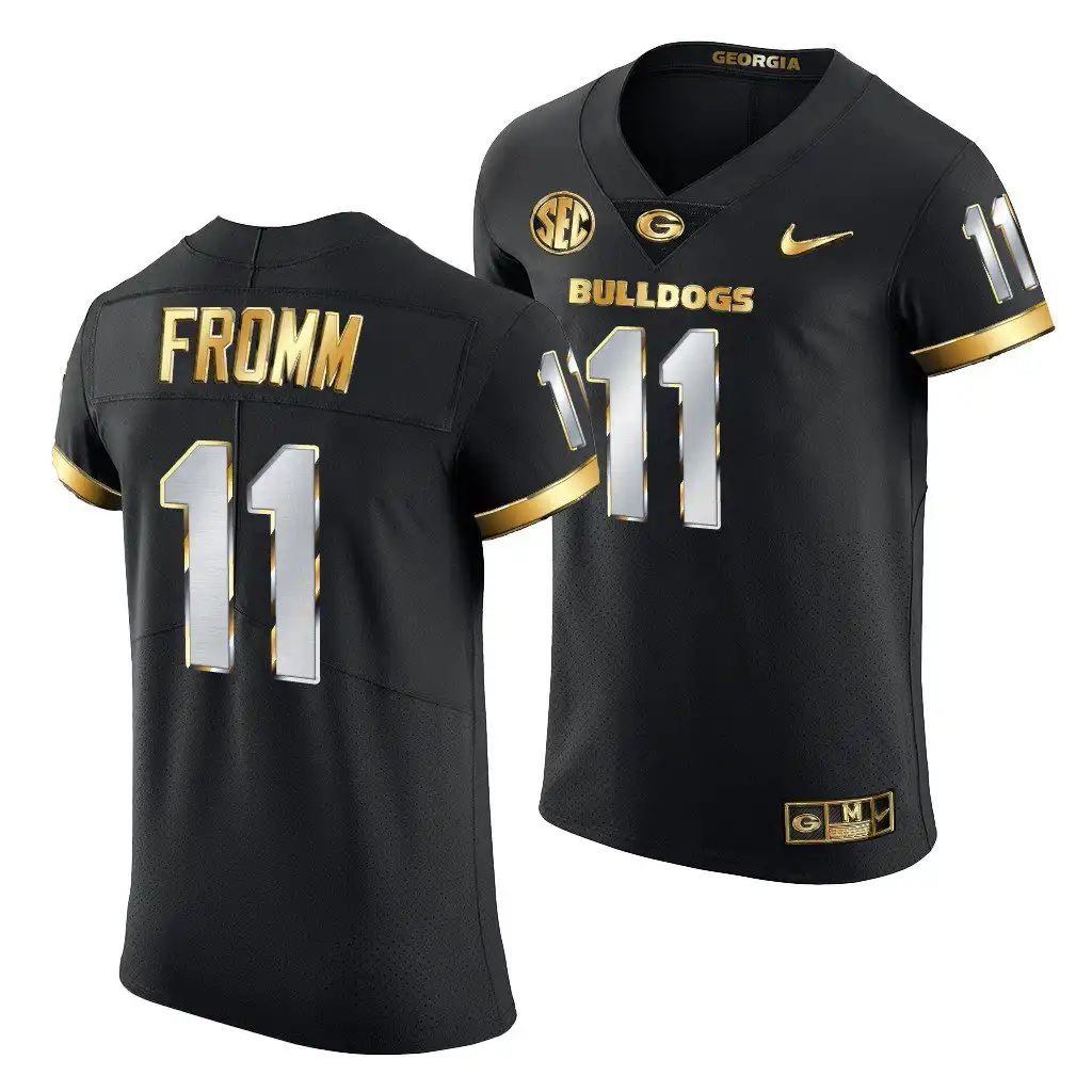 Jake Fromm Georgia Bulldogs Men's #11 Black Golden Edition 2020-21 College Authentic Football Jersey 2413TQCA4