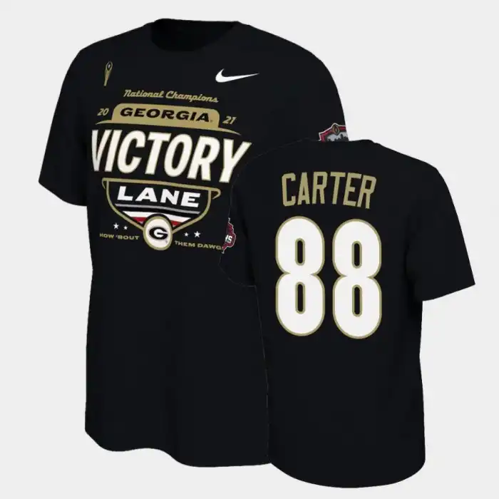 Jalen Carter Georgia Bulldogs Men's #88 2021 National Champions College Black Football T-Shirt 2413YOEJ0