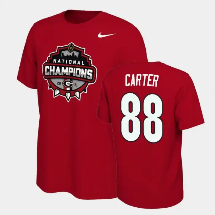 Jalen Carter Georgia Bulldogs Men's #88 2021 National Champions College Red Football T-Shirt 2413SKWK2