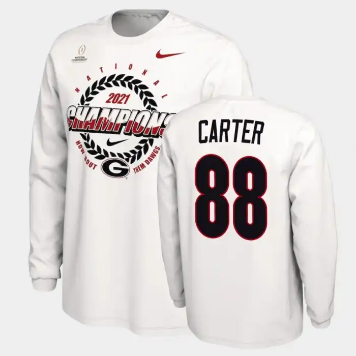 Jalen Carter Georgia Bulldogs Men's #88 2021 National Champions College White Football T-Shirt 2413WXXD6