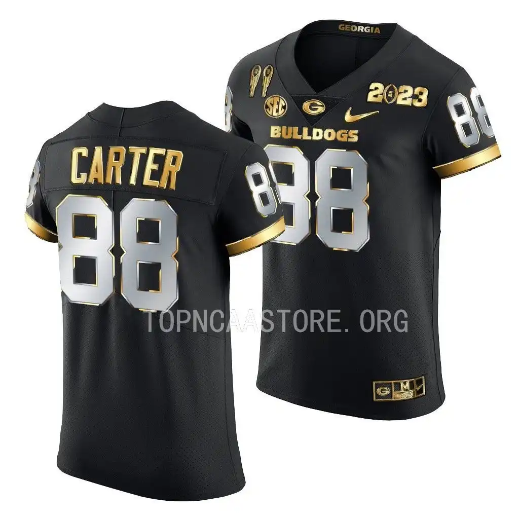 Jalen Carter Georgia Bulldogs Men's #88 2X CFBPlayoff National Champions Golden College Black Limited Football Jersey 2413AMJR1