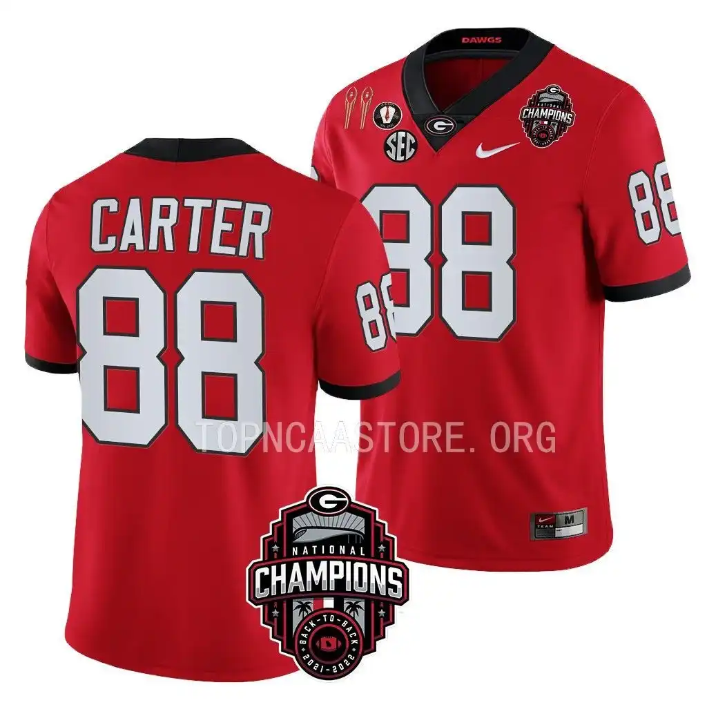 Jalen Carter Georgia Bulldogs Men's #88 Back-To-Back Red College National Champions CFBPlayoff 2023 Football Jersey 2413QTOD8