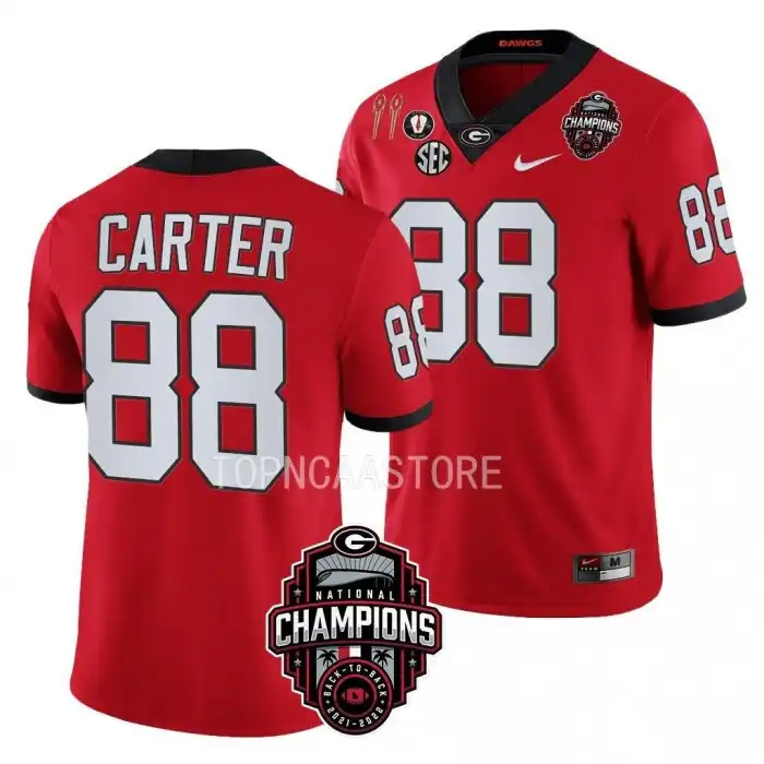 Jalen Carter Georgia Bulldogs Men's #88 Back-To-Back Red College National Champions CFBPlayoff 2023 Football Jersey 2413WOOO0