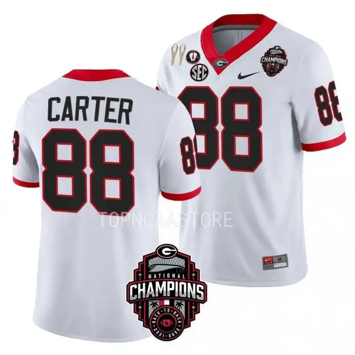 Jalen Carter Georgia Bulldogs Men's #88 Back-To-Back White College National Champions CFBPlayoff 2023 Football Jersey 2413PVRJ7