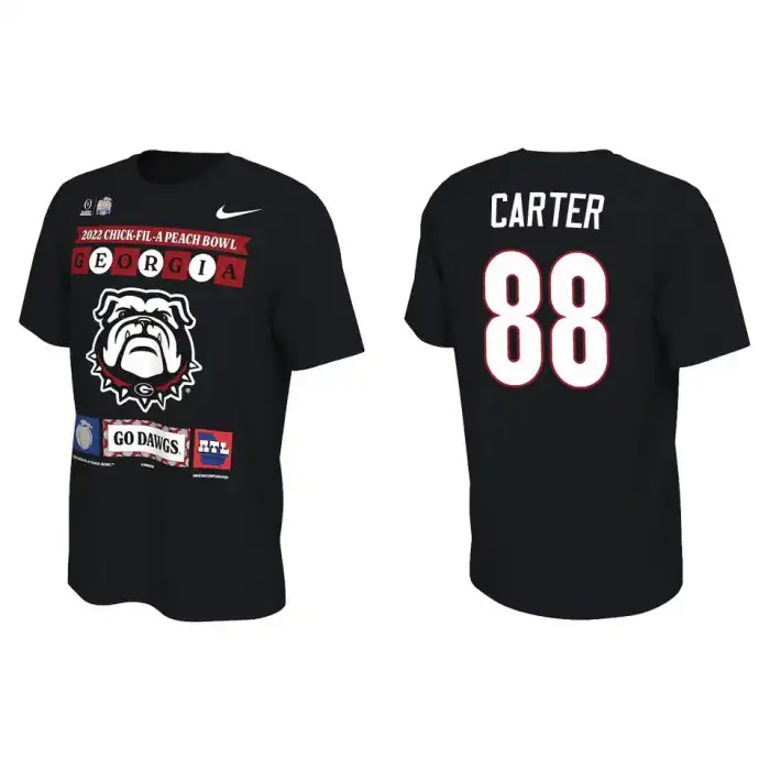 Jalen Carter Georgia Bulldogs Men's #88 Black 2022 Peach Bowl College Playoff Illustrated Football T-Shirt 2413NKKV5