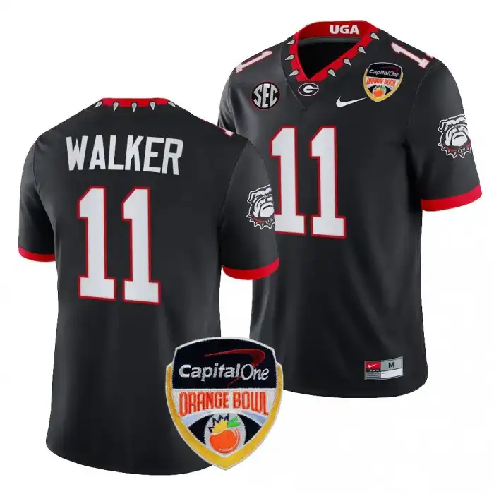 Jalon Walker Georgia Bulldogs Men's #11 2023 Orange Bowl Playoff College Black Football Jersey 2413NAYF1