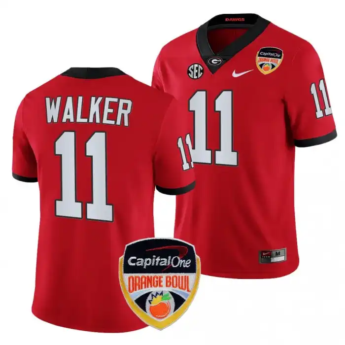 Jalon Walker Georgia Bulldogs Men's #11 2023 Orange Bowl Playoff College Red Football Jersey 2413DEHE7